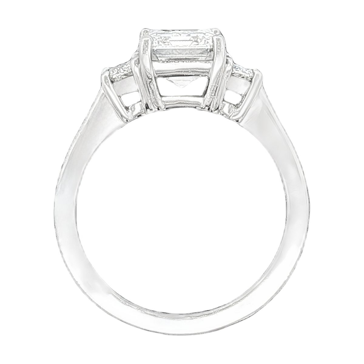 2.60ct Three Stone Emerald Cut Diamond Engagement Ring — photo 2 of 3