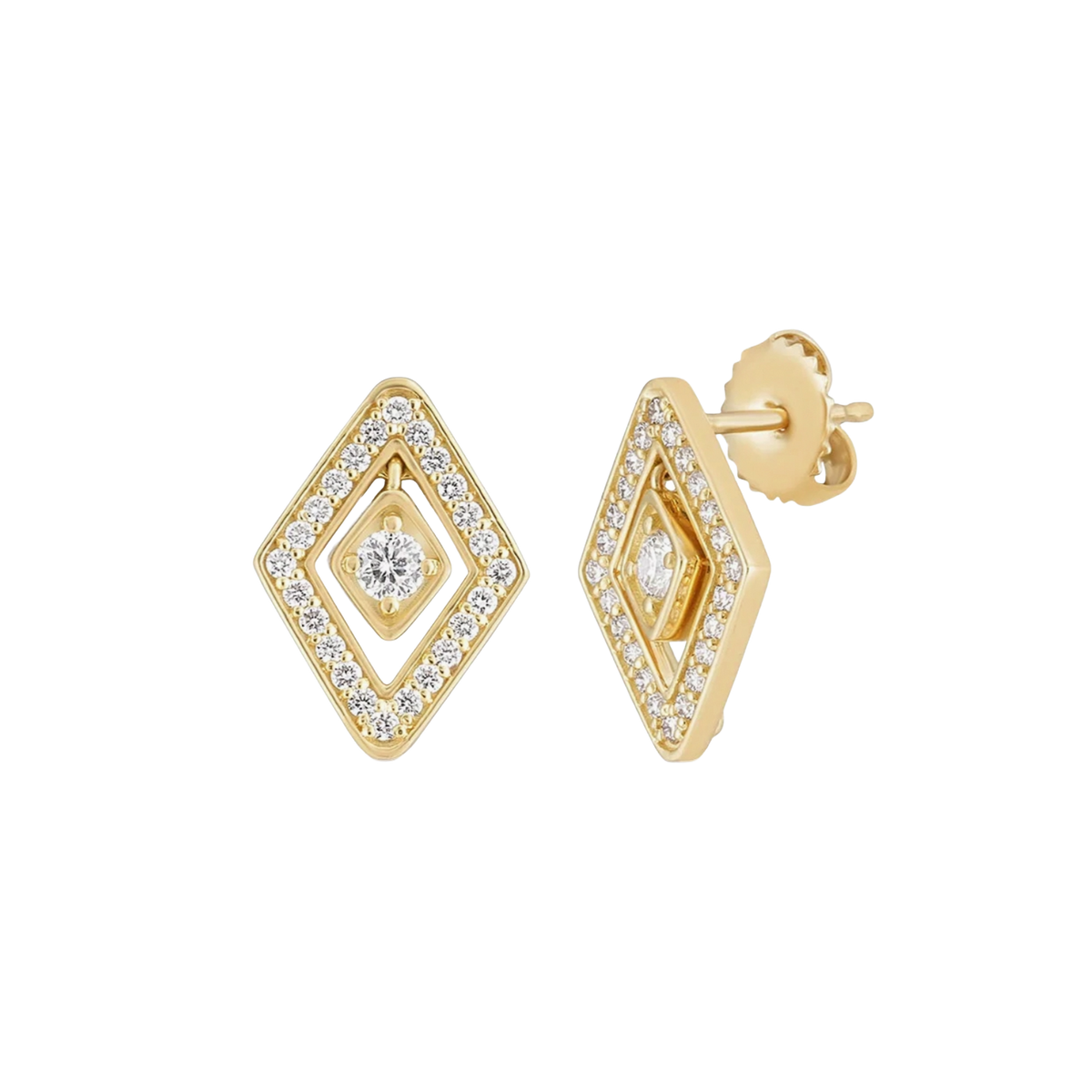 Roberto Coin 18K Gold Diamante Diamond Stud Earrings — photo 3 of 3