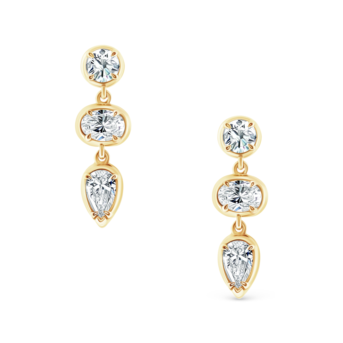 2.12ct 18k Yellow Gold Diamond Drop Earrings — photo 1 of 1