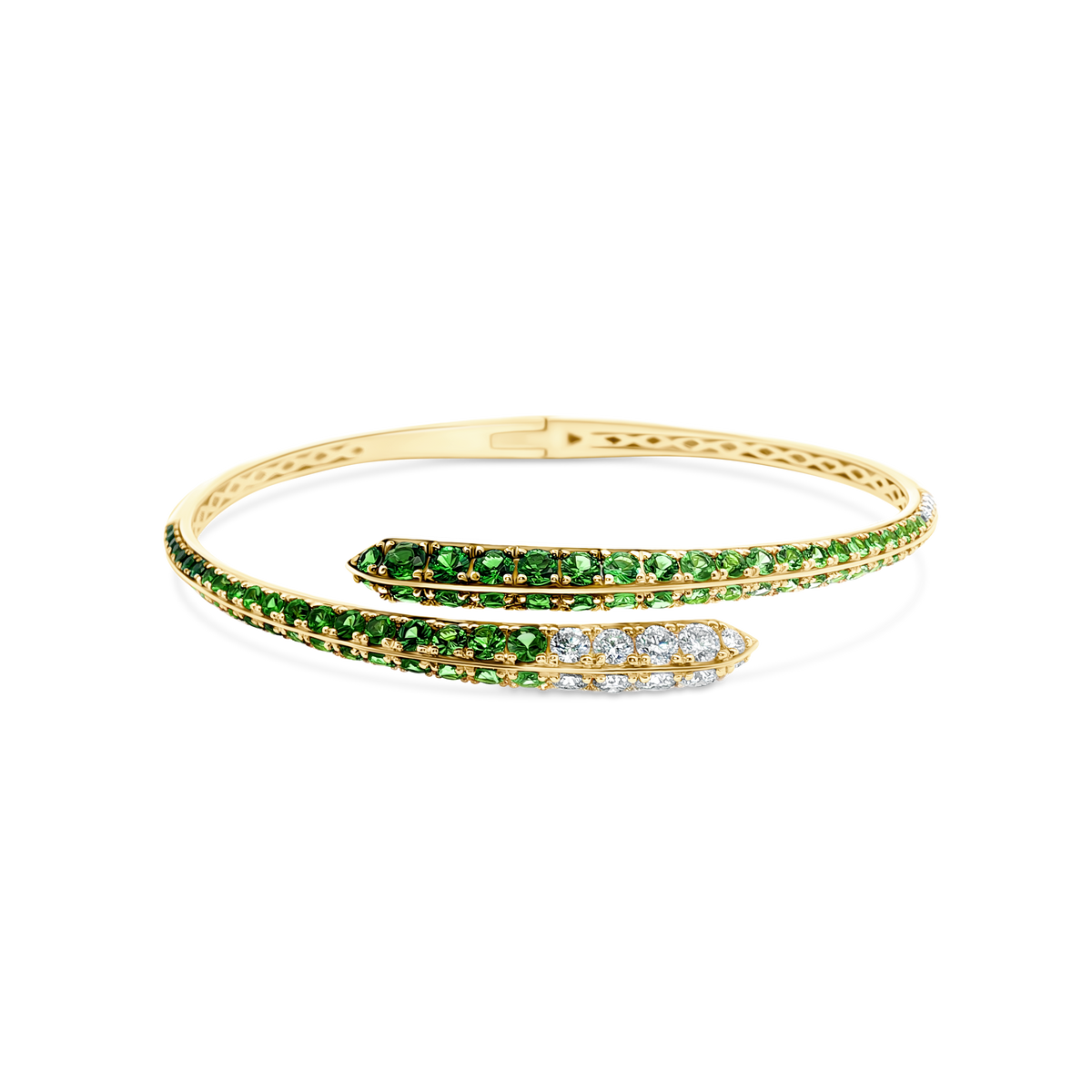 18k Yellow Gold Diamond and Tsavorite Cuff Bracelet — photo 1 of 1