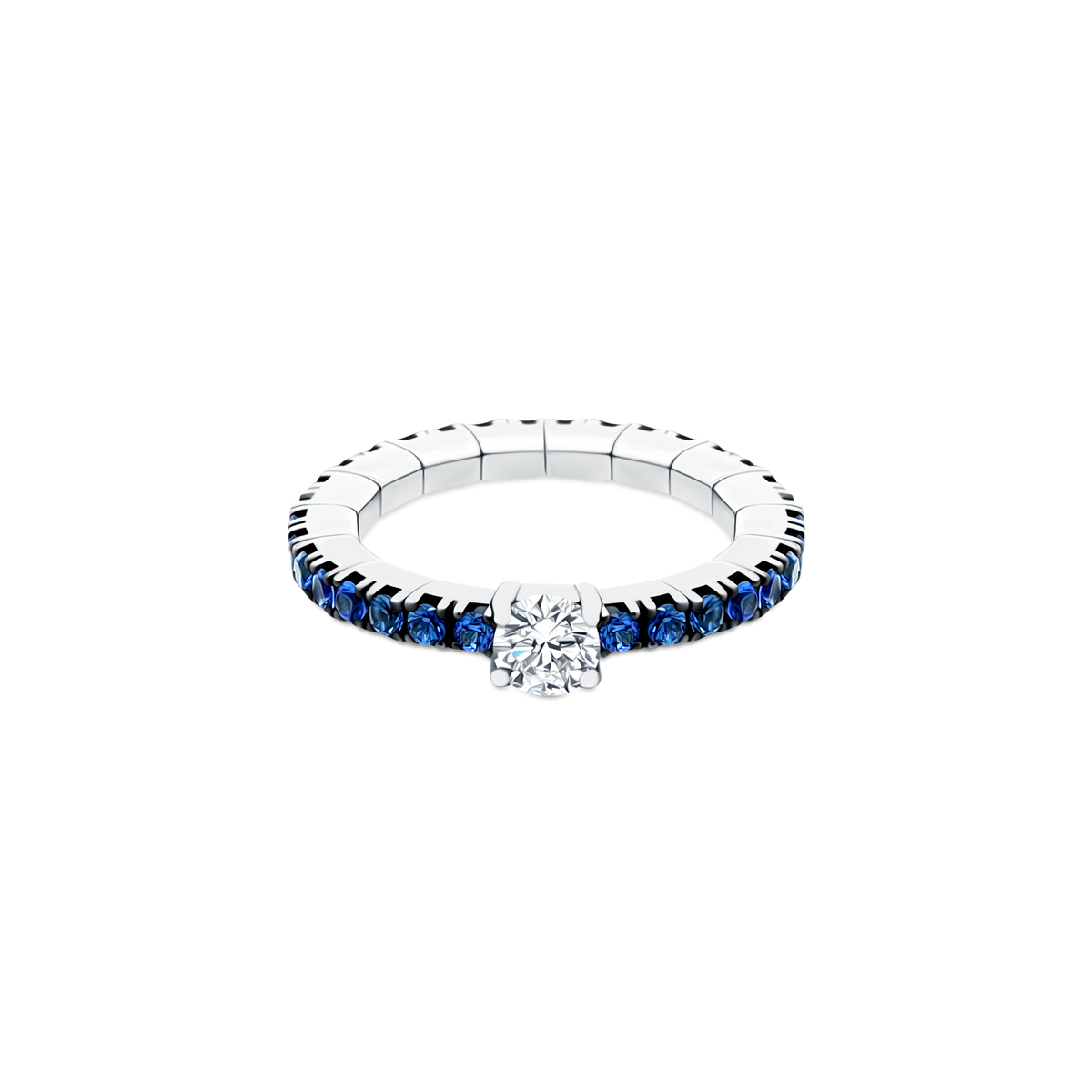 .31ct 18k White Gold Diamond and Sapphire Stretch Band - SKU 200-1772