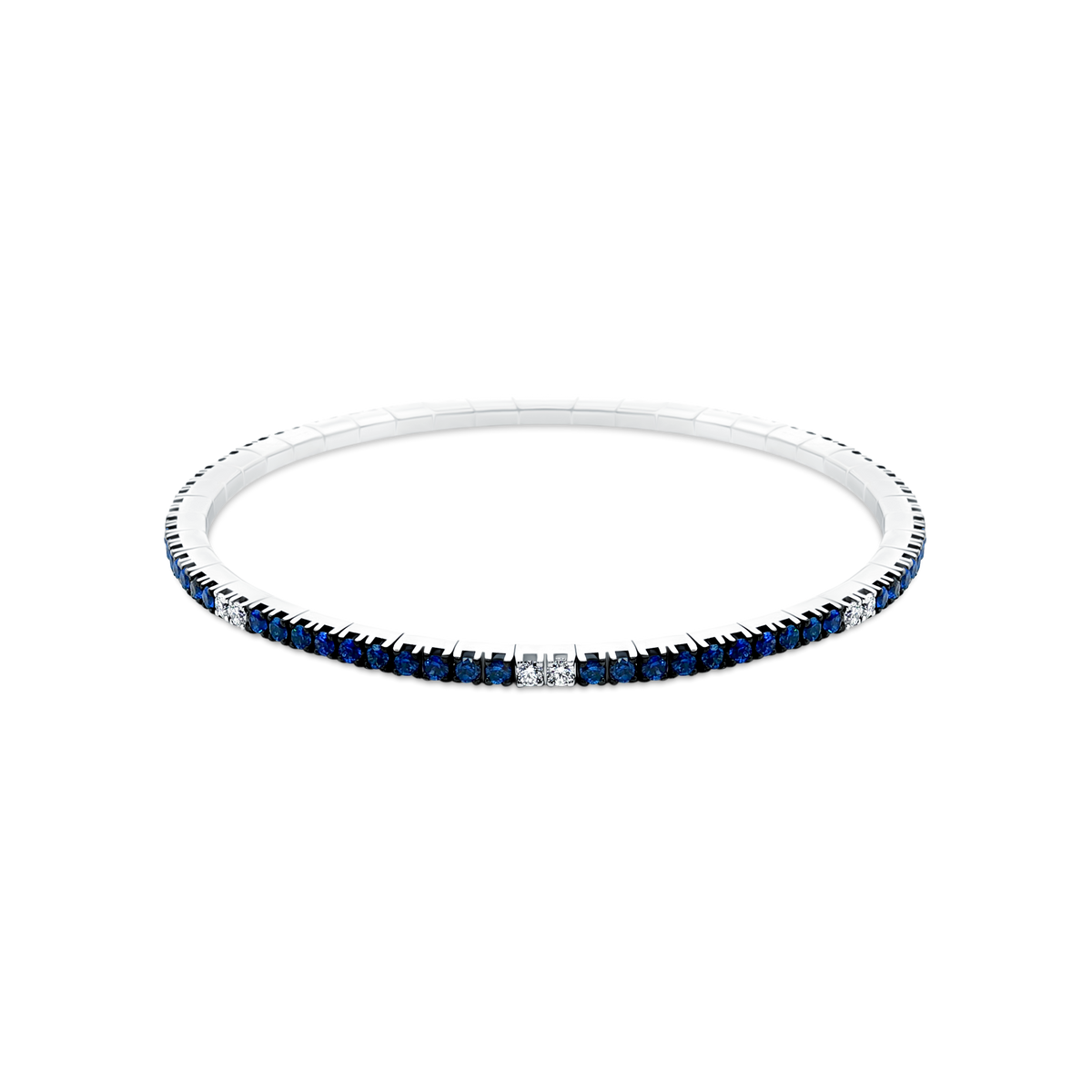 18k White Gold Diamond and Sapphire Stretch Bracelet — photo 1 of 1