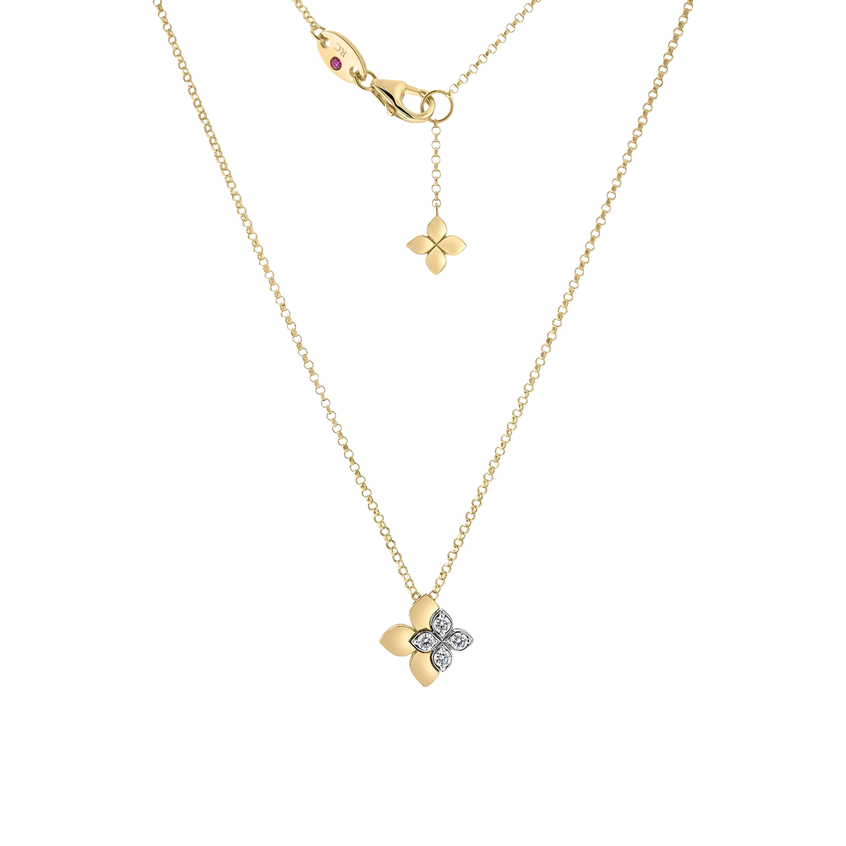 Roberto Coin 18K Yellow Love In Verona Diamond Flower Necklace — photo 1 of 1
