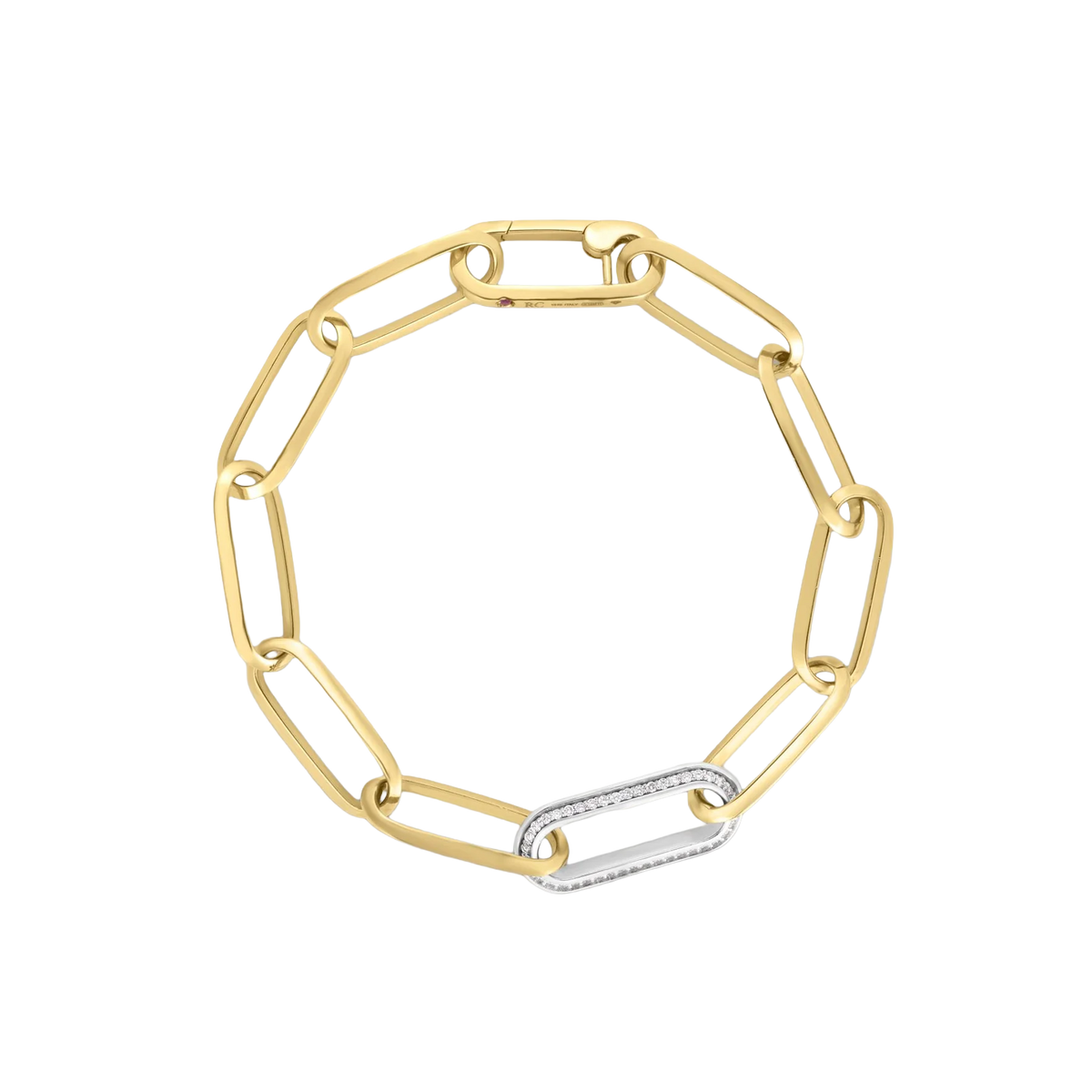 Roberto Coin 18K Yellow Gold Paperclip and Diamond Link Chain Bracelet — photo 1 of 1