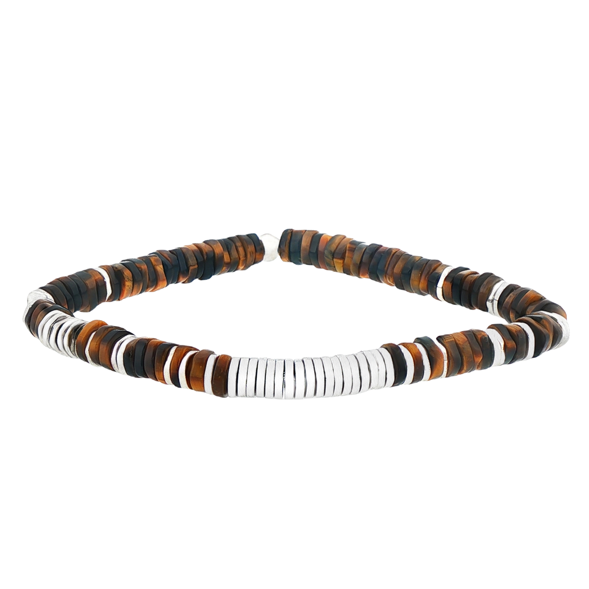 Tateossian Tiger's Eye Beaded Bracelet In Rhodium Plated Sterling Silver — photo 1 of 1