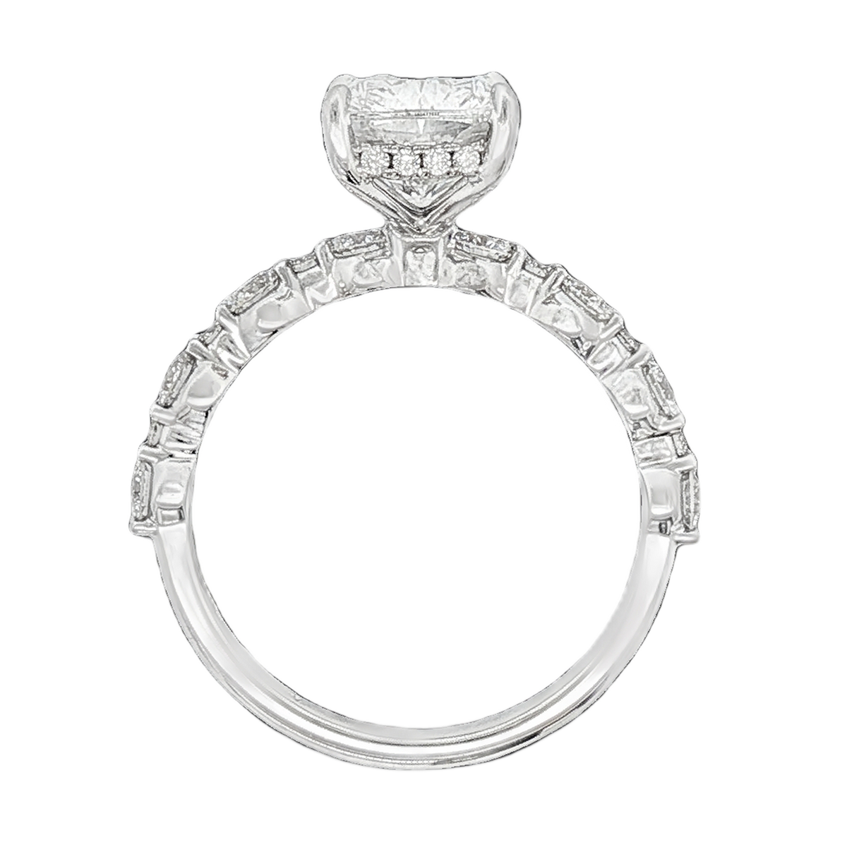 Martin Flyer Cushion Diamond Shared Prong Engagement Ring — photo 3 of 3