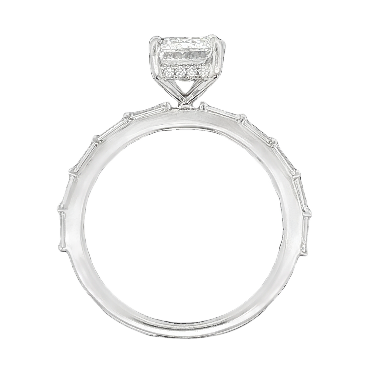 Martin Flyer Emerald Diamond Shared Prong Engagement Ring — photo 3 of 3