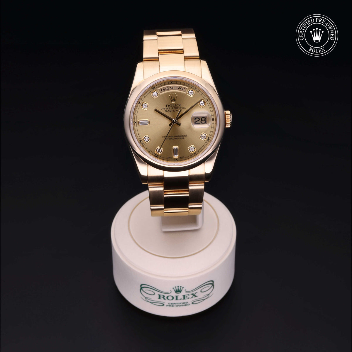 Rolex Certified Pre-Owned Day-Date 36 M118208 in 18 ct yellow gold with champagne dial, image 41 of 41