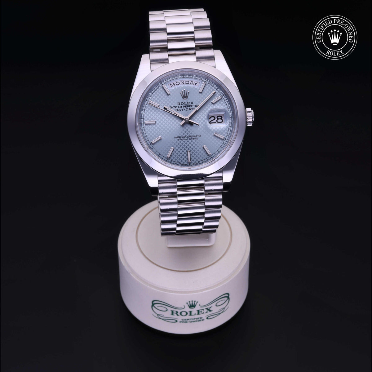 Rolex Certified Pre-Owned Day-Date 40 M228206 in 950 platinum, image 41 of 41 at H.L. Gross & Bro. Jewelers
