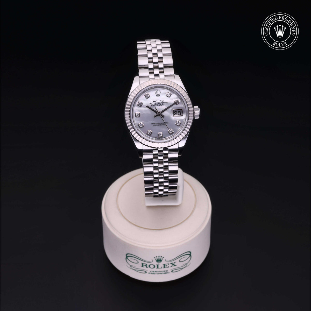 Rolex Certified Pre-Owned Lady-Datejust 28 M279174 in Oystersteel with white mother-of-pearl dial, image 41 of 41