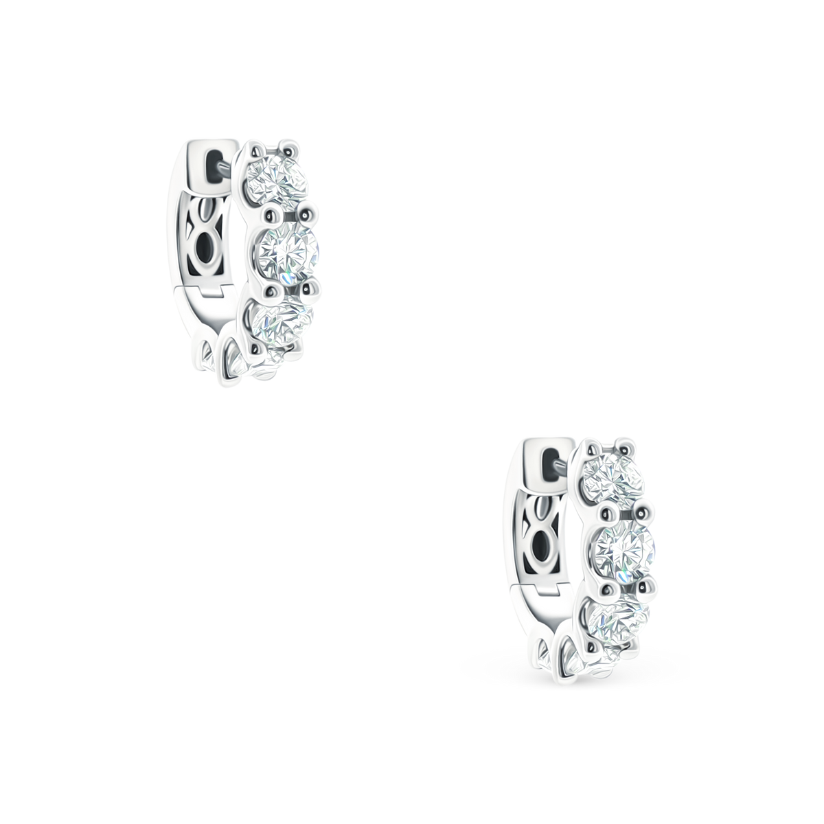 150-6629 2.02ct 18k White Gold Diamond Huggie Hoops