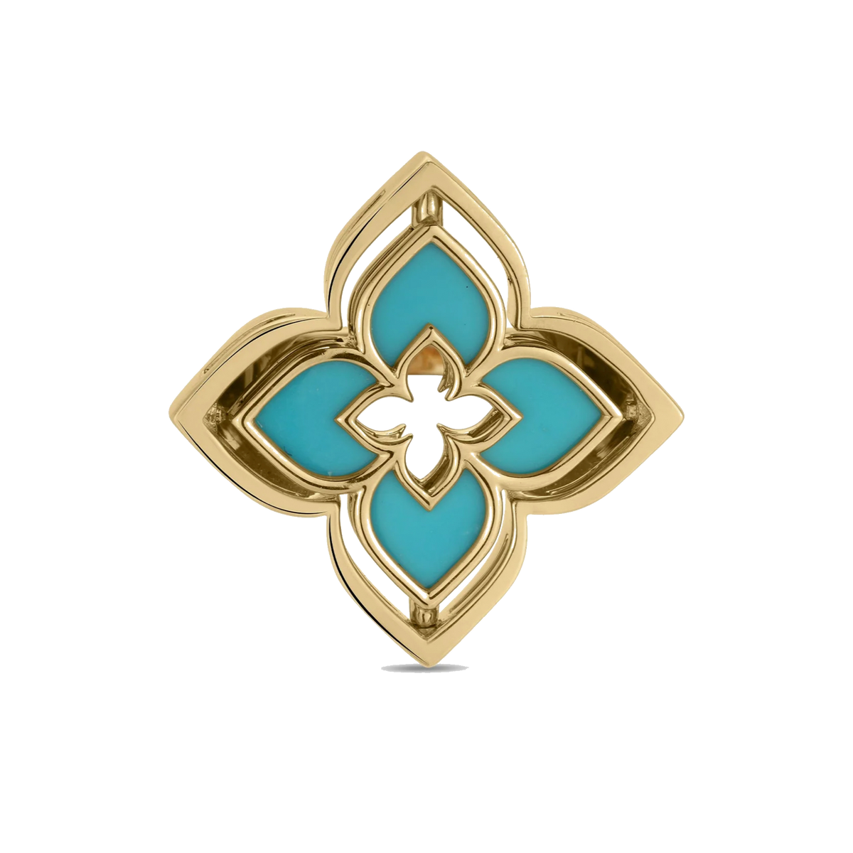 Roberto Coin Pirouette 0.25ct 18K Yellow Gold Diamond Turquoise Ring