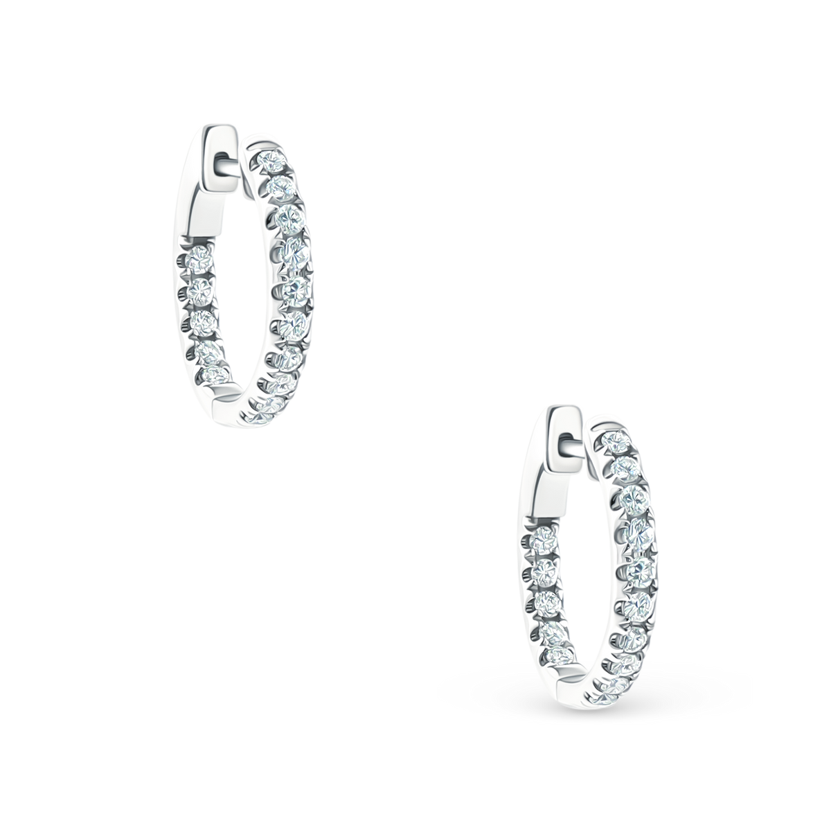 150-6608 0.75ct 18k White Gold Diamond Inside-Out Hoops