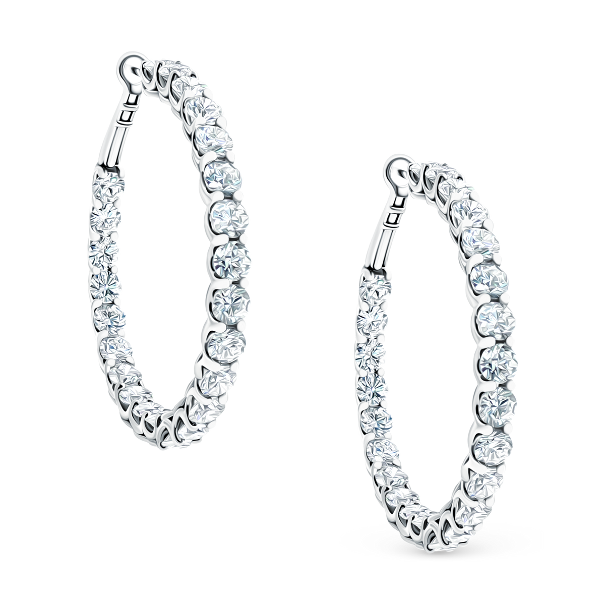 8.84ct 18k White Gold Diamond Hoops, SKU 150-6475