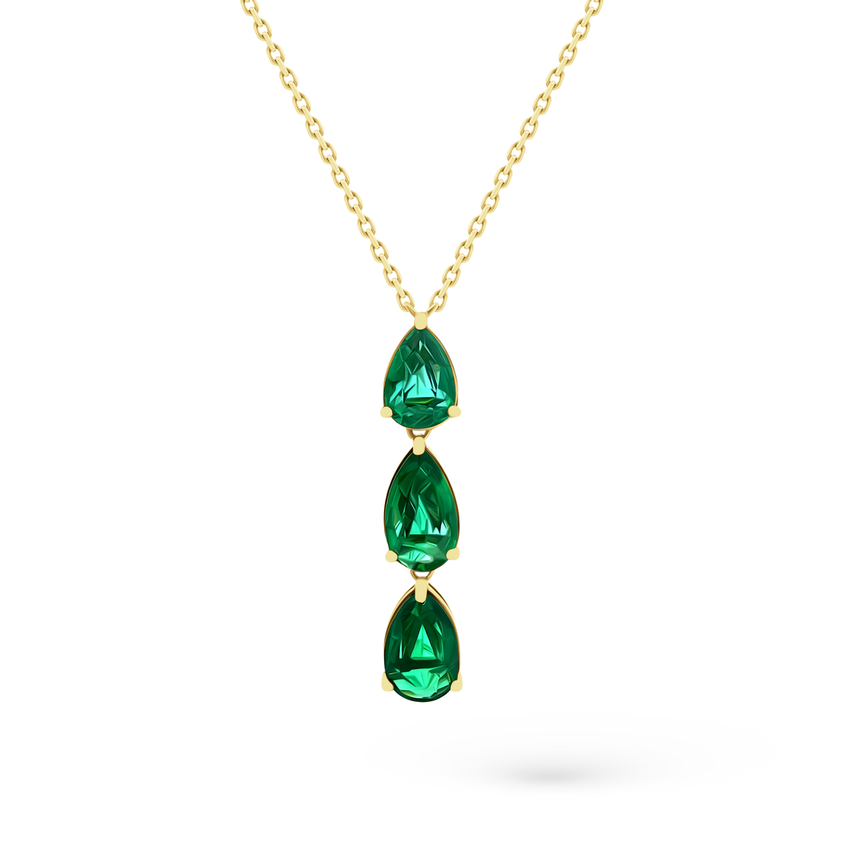 .10ct 18k Yellow Gold Diamond and Emerald Necklace - SKU 235-159
