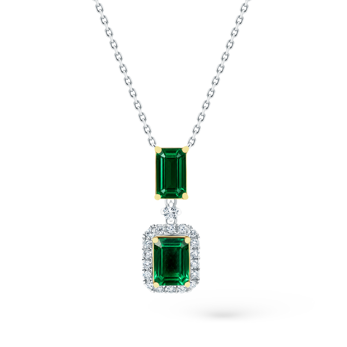 .35ct 18k Gold Diamond and Emerald Necklace - SKU 235-158