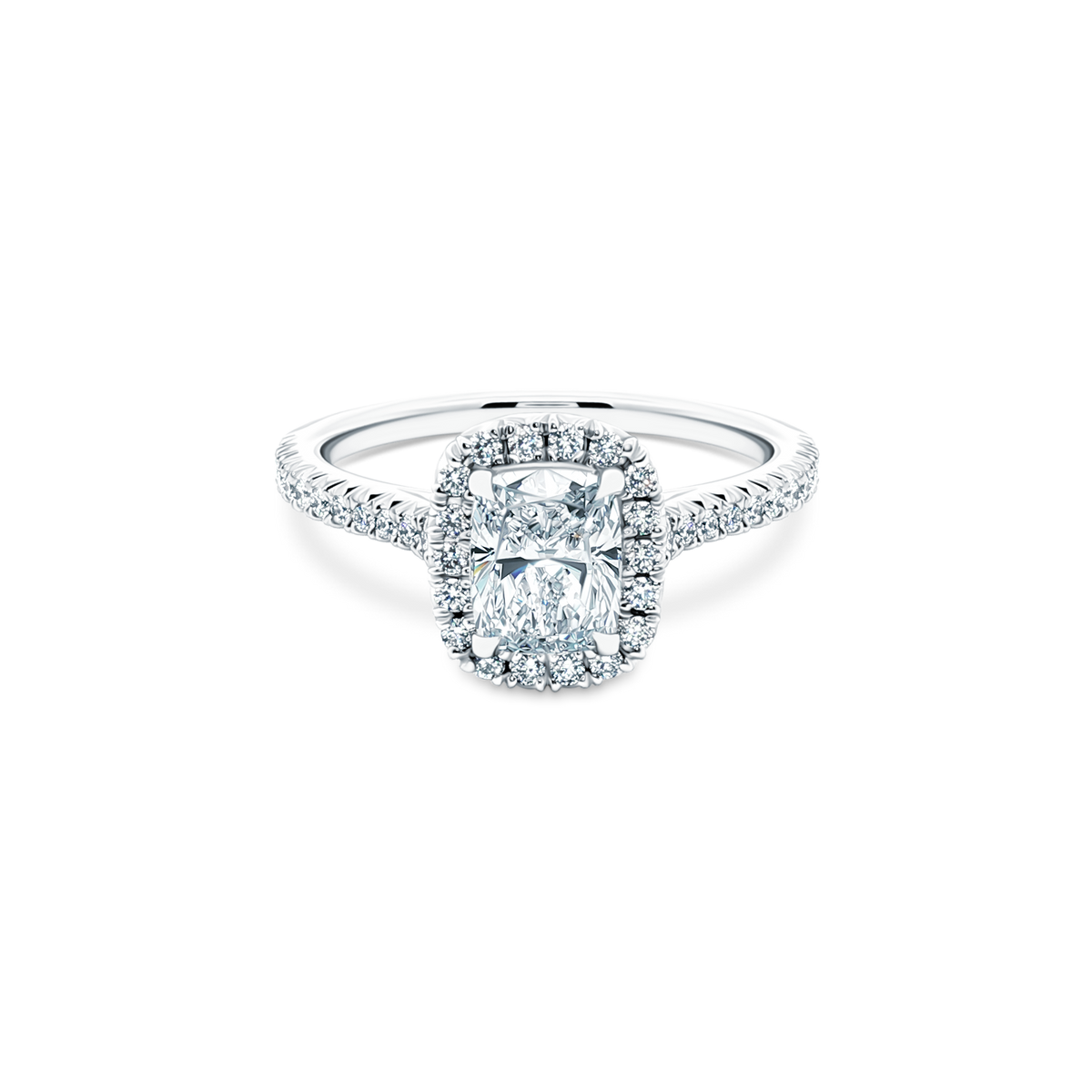 1.30ct Cushion Halo Diamond Engagement Ring — photo 1 of 3