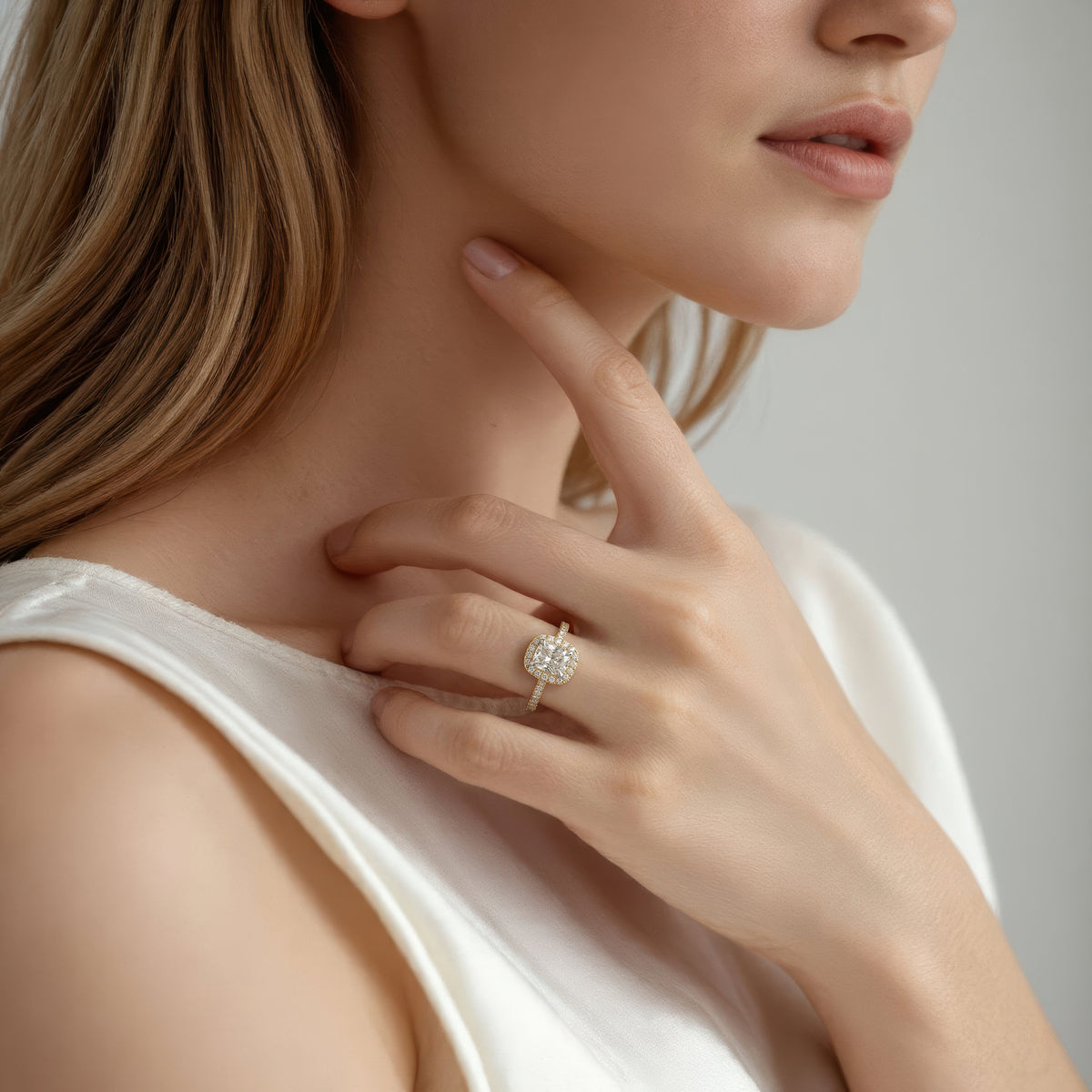 1.12ct Cushion Halo Diamond Engagement Ring — photo 2 of 3