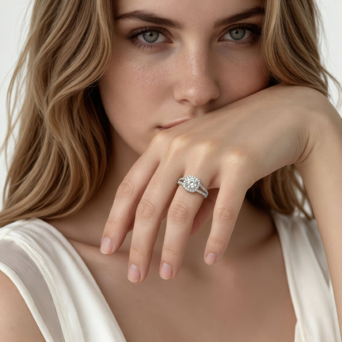 1.21ct Cushion Halo Diamond Engagement Ring — photo 2 of 3