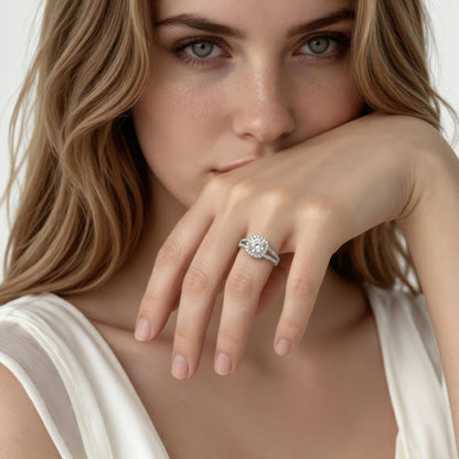 1.21ct Cushion Halo Diamond Engagement Ring — photo 2 of 3