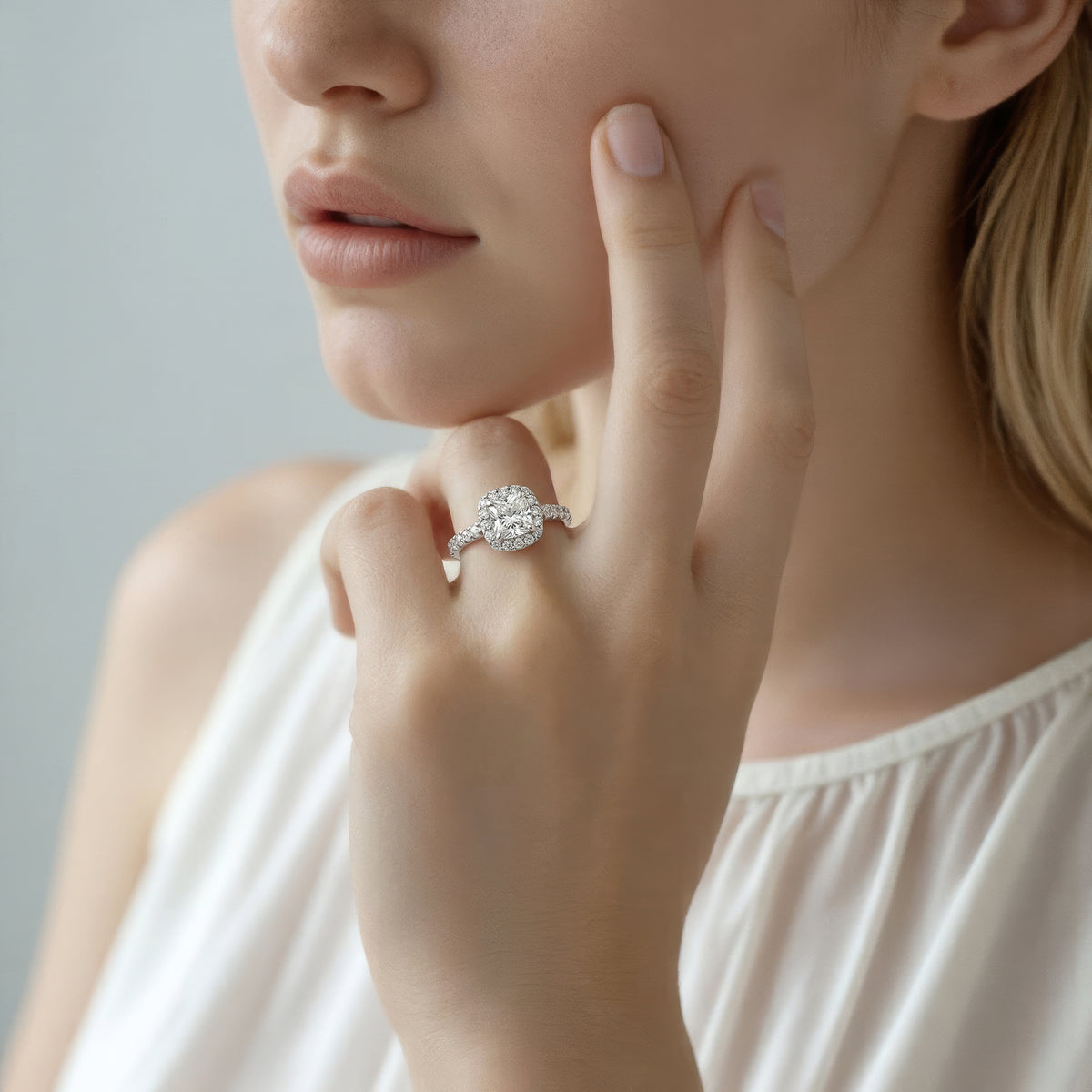 2.26ct Cushion Halo Diamond Engagement Ring — photo 2 of 3
