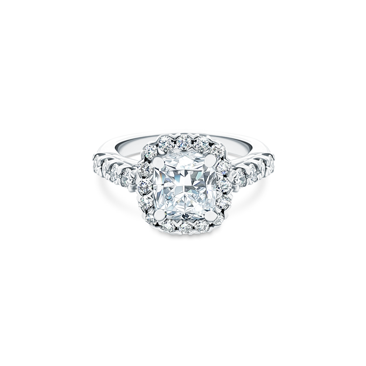 2.26ct Cushion Halo Diamond Engagement Ring — photo 1 of 3