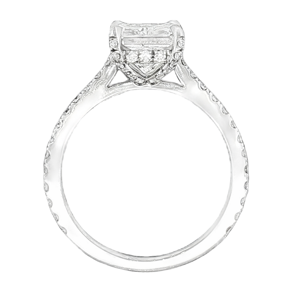 2.87ct Radiant Cut Diamond Pave Engagement Ring — photo 3 of 3