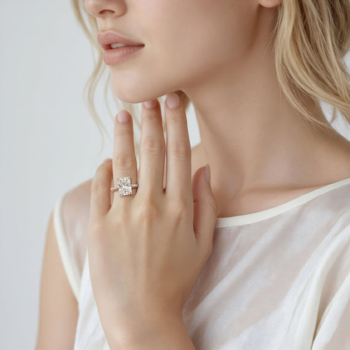2.51ct Radiant Cut Diamond Pave Engagement Ring — photo 2 of 3