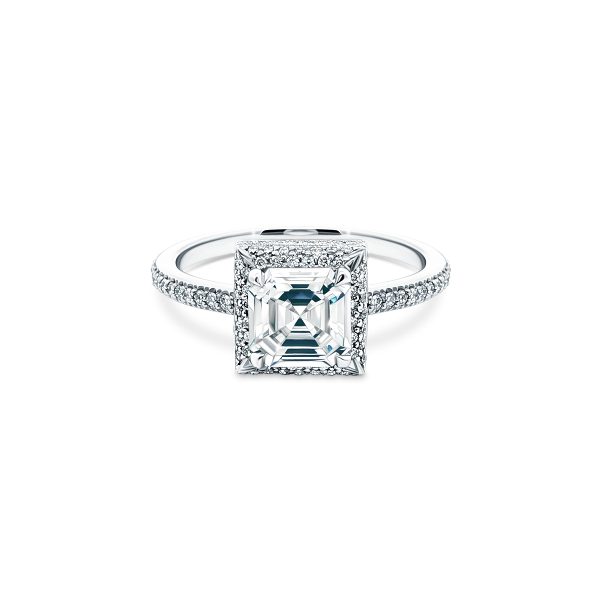 1.82ct Asscher Halo Diamond Engagement Ring — photo 1 of 3