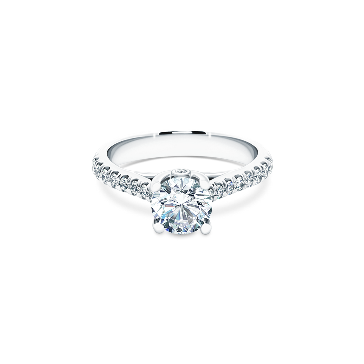 1.10ct Round Cut Diamond Pave Engagement Ring — photo 1 of 3