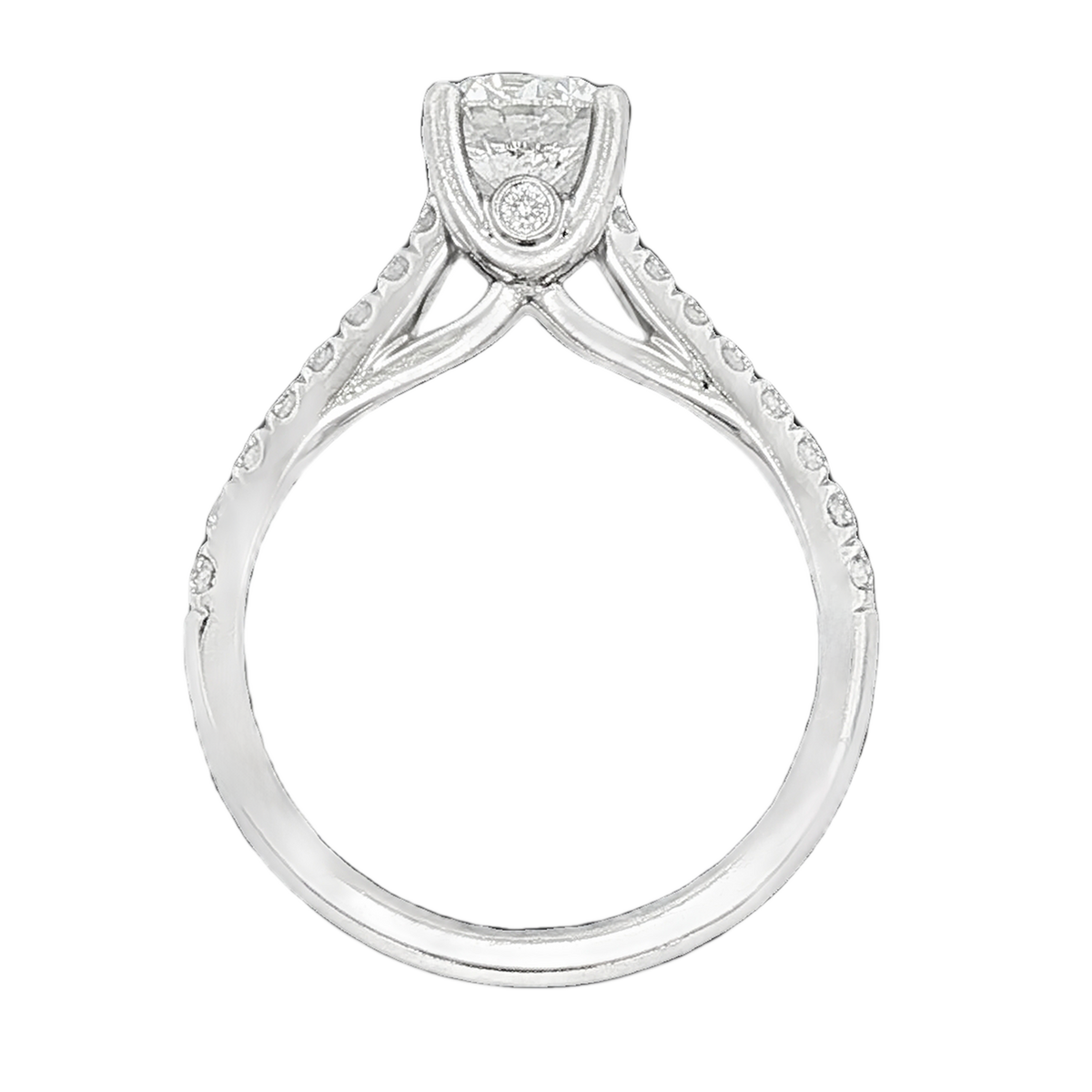 1.10ct Round Cut Diamond Pave Engagement Ring — photo 3 of 3