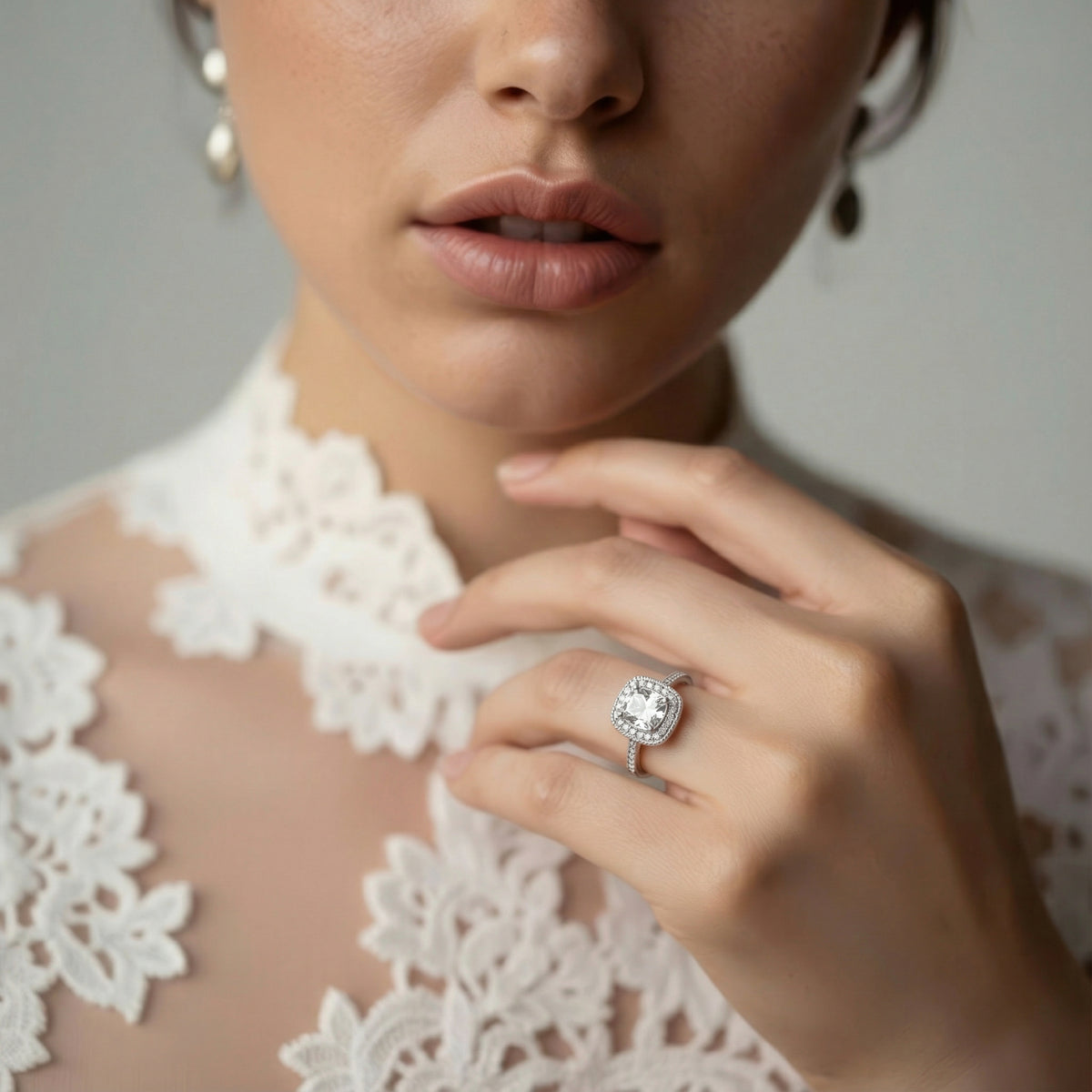 1.76ct Cushion Halo Diamond Engagement Ring — photo 2 of 3