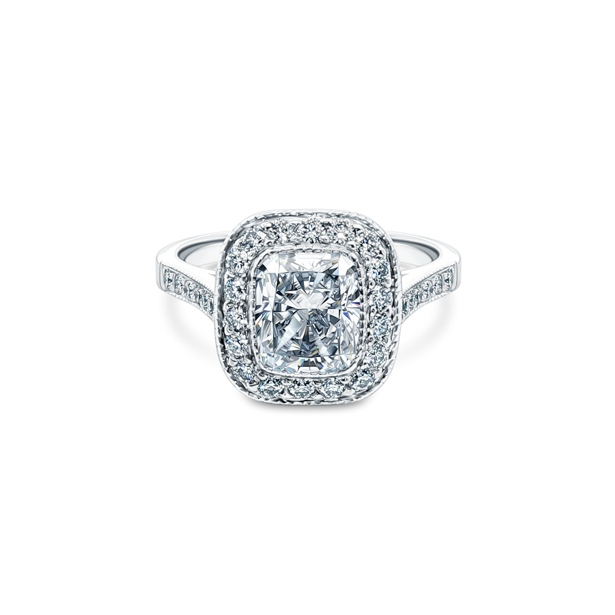 1.76ct Cushion Halo Diamond Engagement Ring — photo 1 of 3