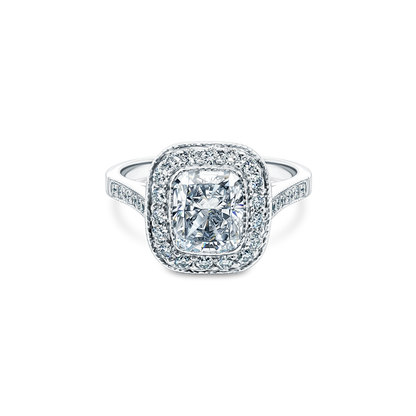 1.76ct Cushion Halo Diamond Engagement Ring — photo 1 of 3