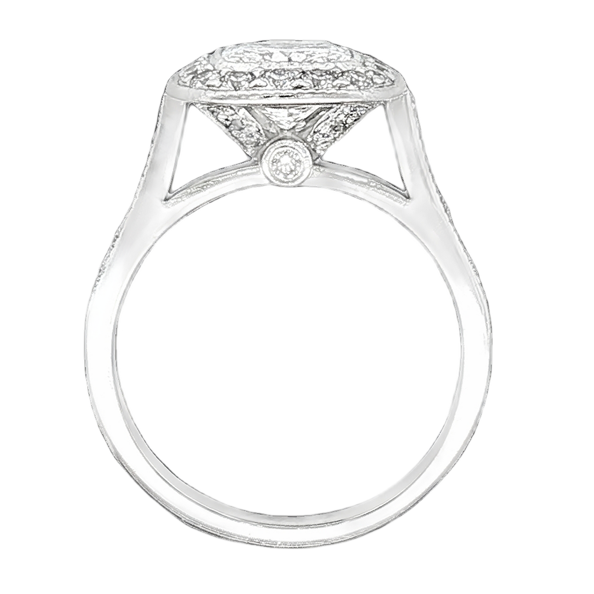 1.76ct Cushion Halo Diamond Engagement Ring — photo 3 of 3