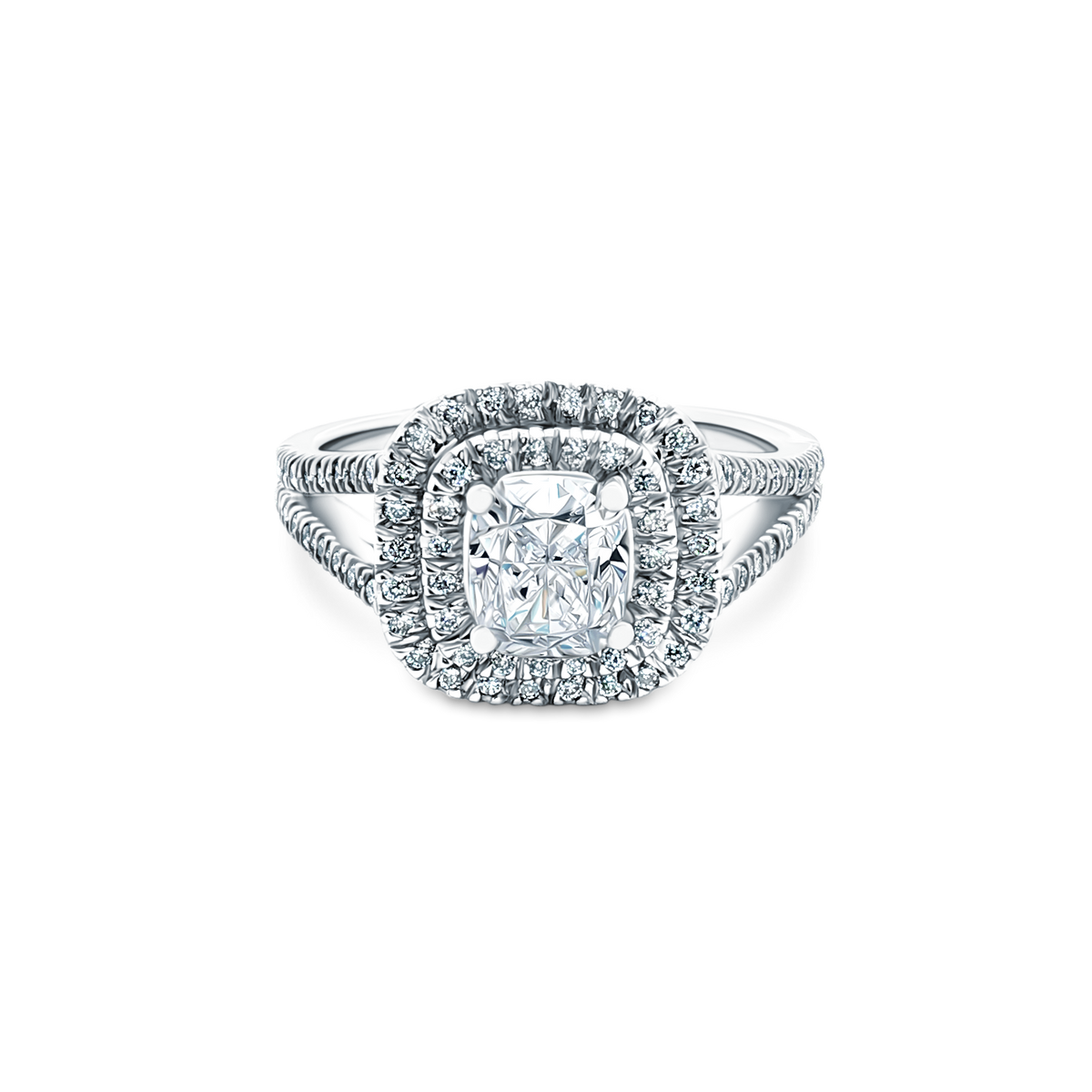 1.65ct Cushion Double Halo Diamond Engagement Ring — photo 1 of 3
