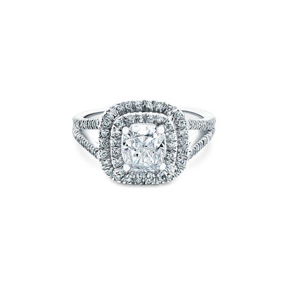 1.65ct Cushion Double Halo Diamond Engagement Ring — photo 1 of 3