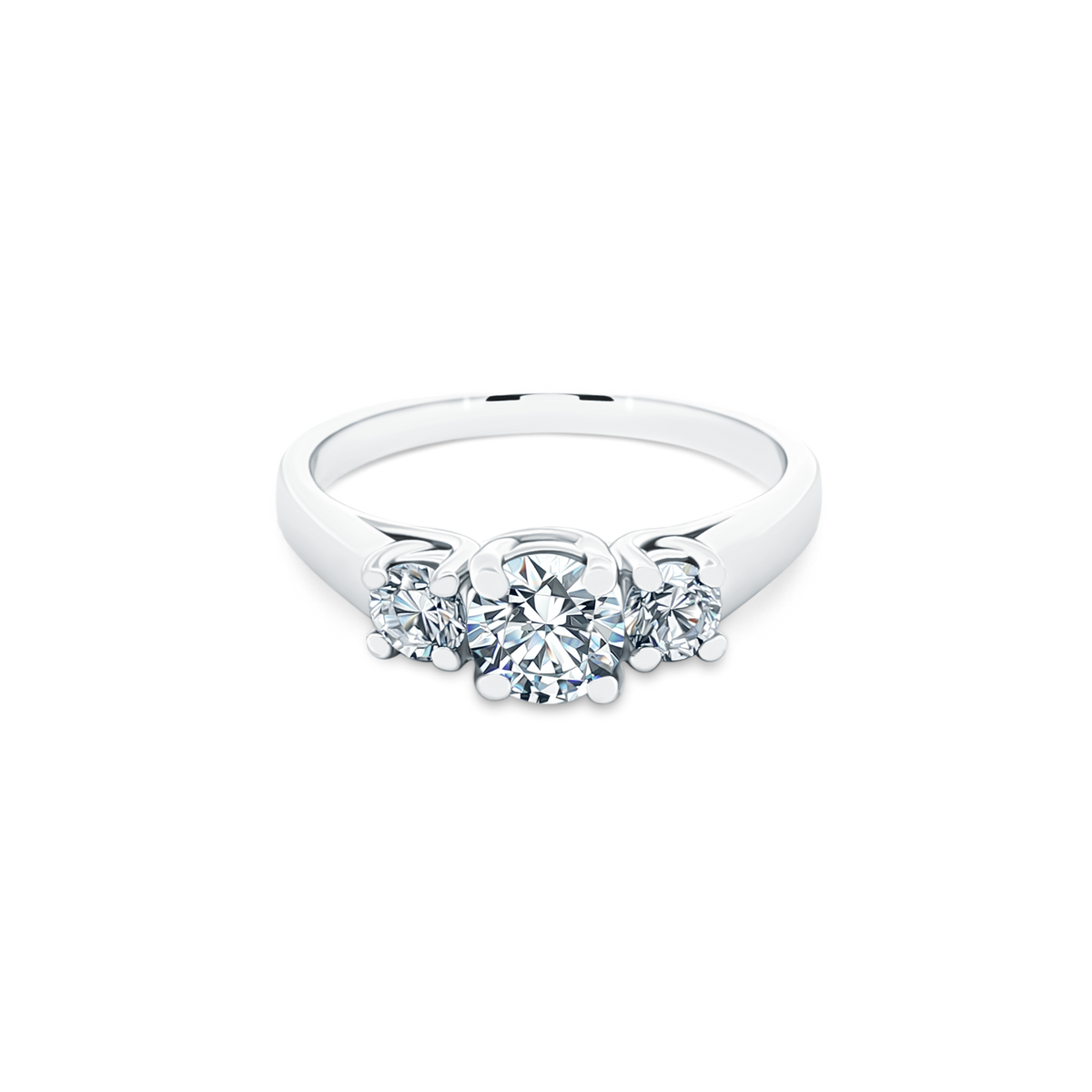 .71ct Three Stone Round Brilliant Cut Diamond Engagement Ring — photo 1 of 3