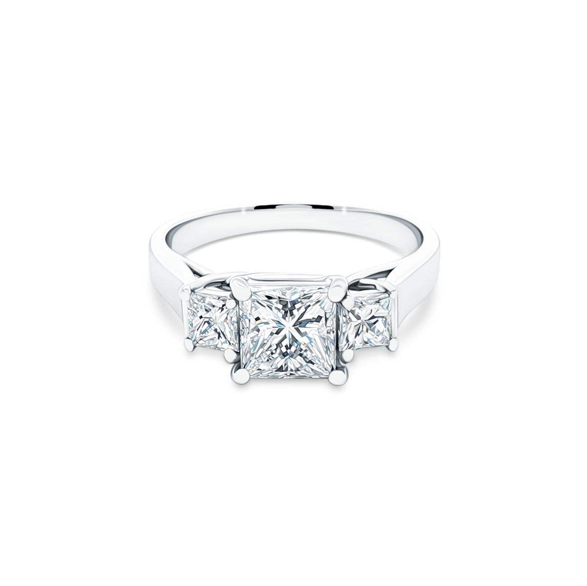 1.40ct Three Stone Princess Cut Diamond Engagement Ring — photo 1 of 3