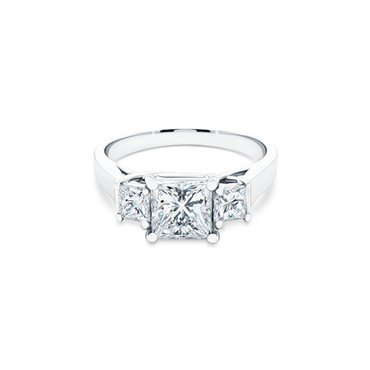 1.40ct Three Stone Princess Cut Diamond Engagement Ring — photo 1 of 3
