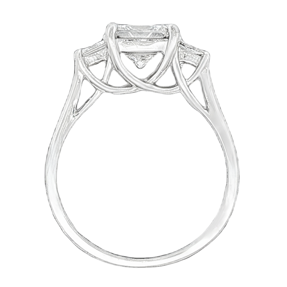 1.40ct Three Stone Princess Cut Diamond Engagement Ring — photo 3 of 3