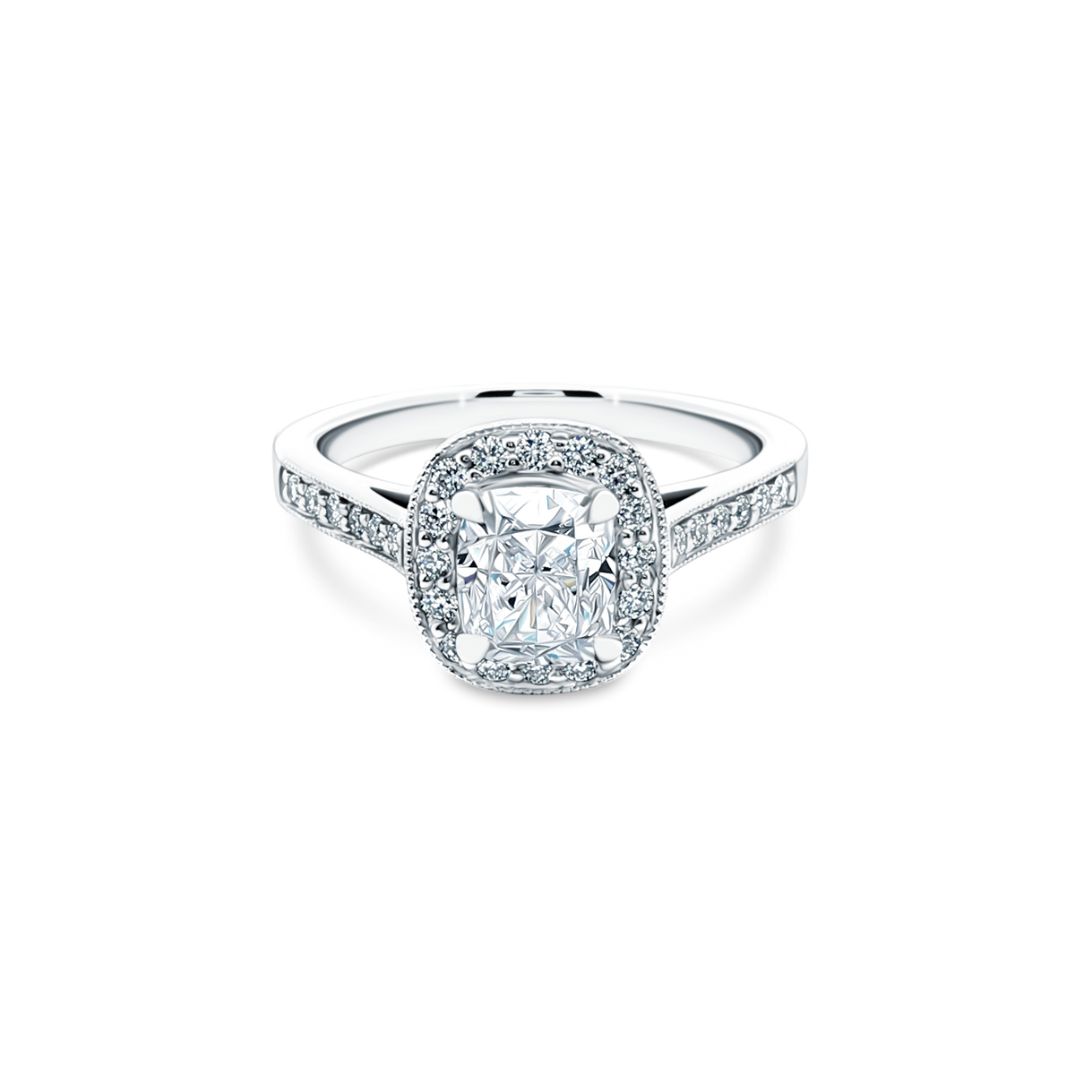 1.29ct Cushion Halo Diamond Engagement Ring — photo 1 of 3