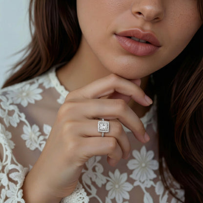 2.54ct Princess Halo Diamond Engagement Ring — photo 2 of 3