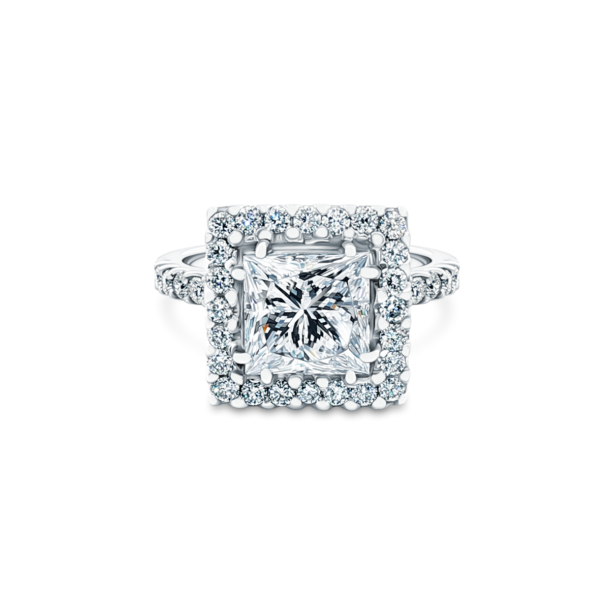 2.54ct Princess Halo Diamond Engagement Ring — photo 1 of 3