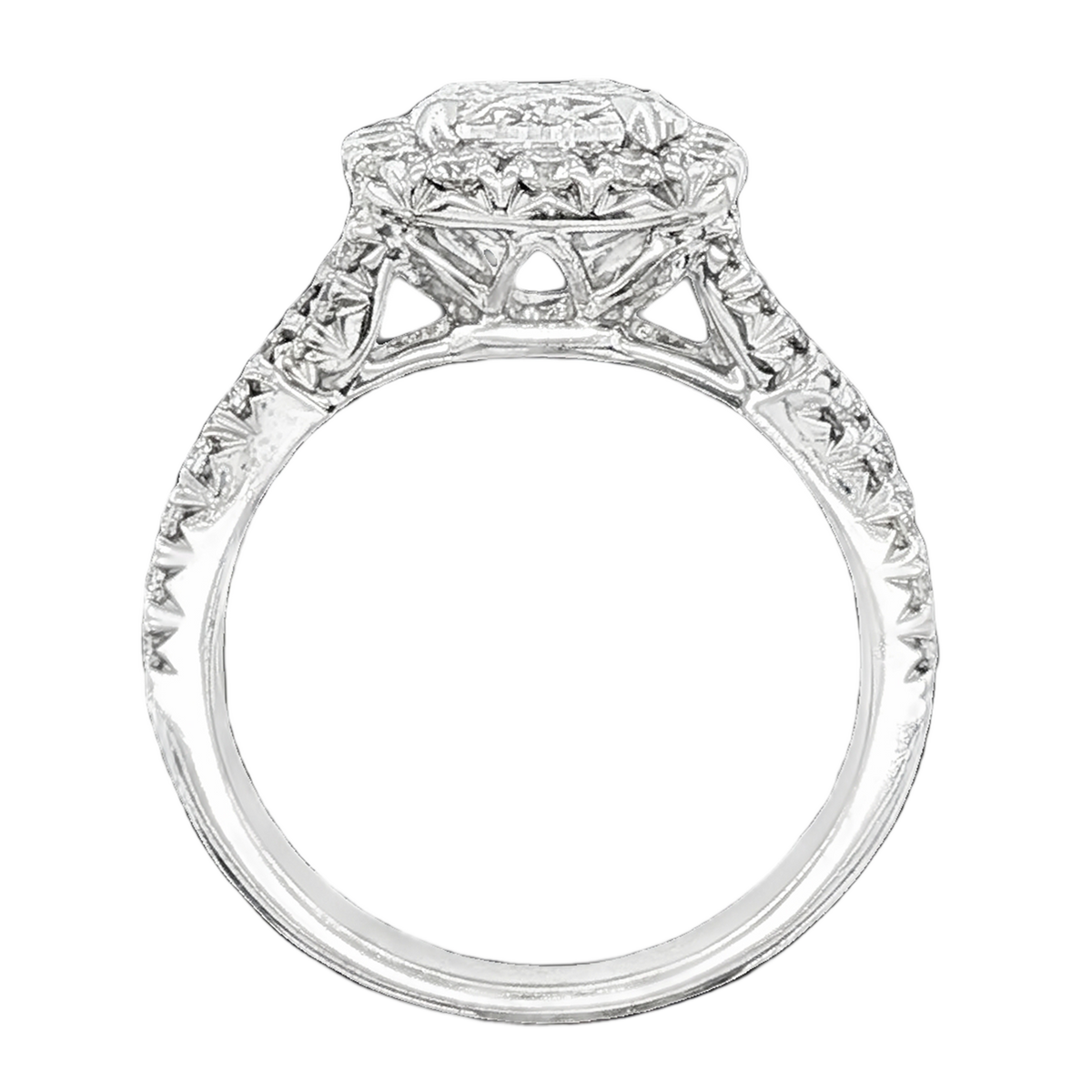 2.54ct Cushion Halo Diamond Twisted Shank Engagement Ring — photo 3 of 3