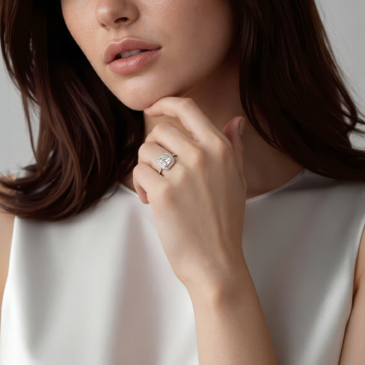 3.03ct Radiant Halo Diamond Engagement Ring — photo 2 of 3
