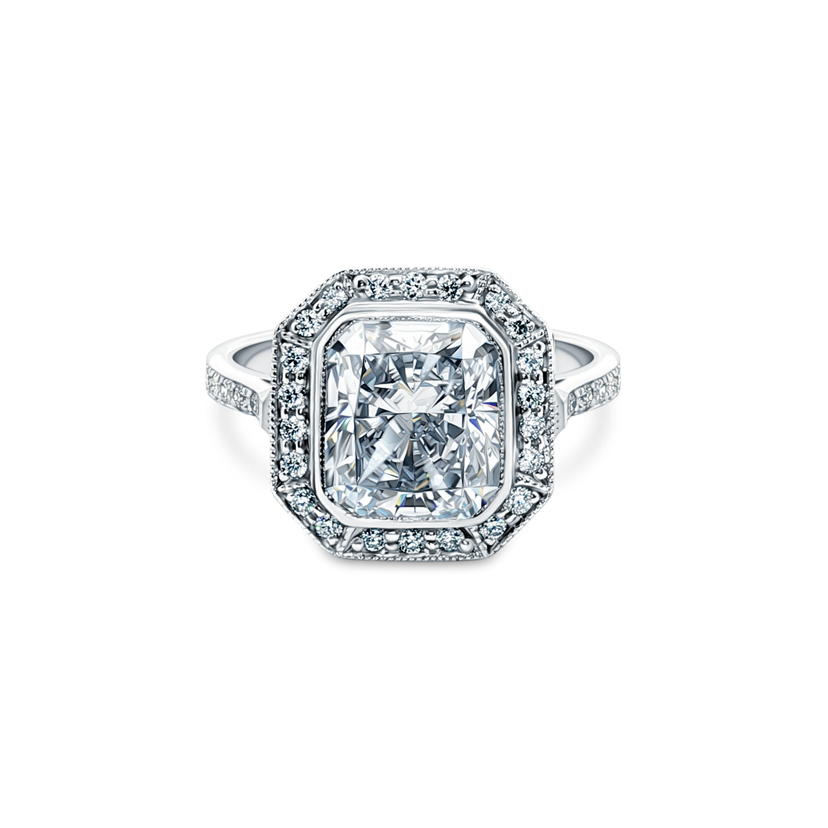 3.03ct Radiant Halo Diamond Engagement Ring — photo 1 of 3