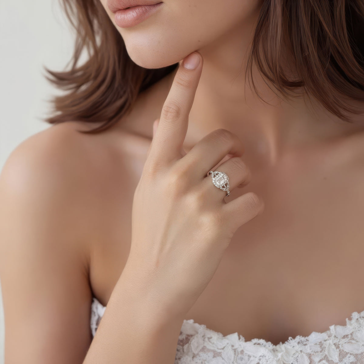 1.30ct Cushion Halo Diamond Split Shank Engagement Ring — photo 2 of 3