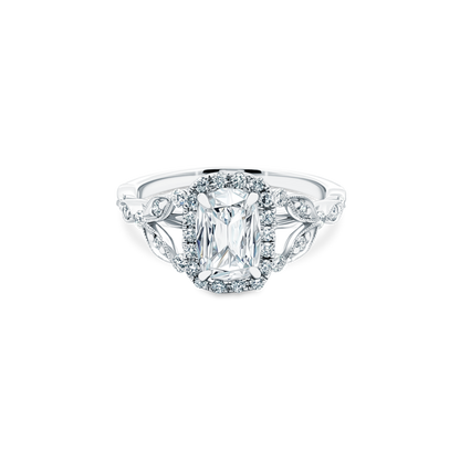 1.30ct Cushion Halo Diamond Split Shank Engagement Ring — photo 1 of 3