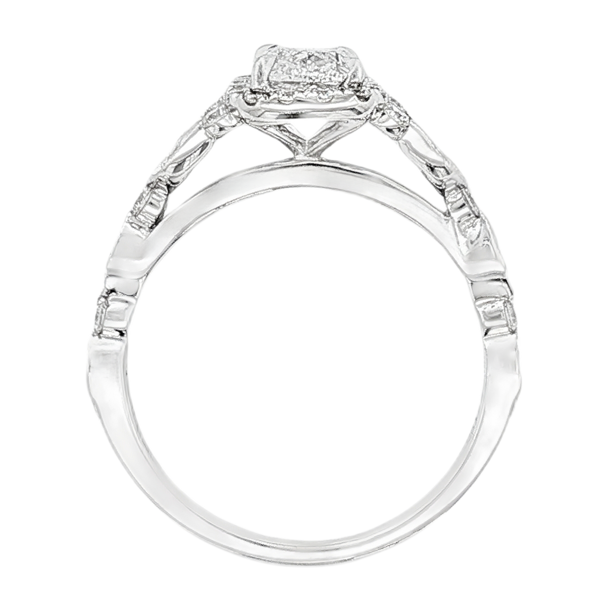 1.30ct Cushion Halo Diamond Split Shank Engagement Ring — photo 3 of 3